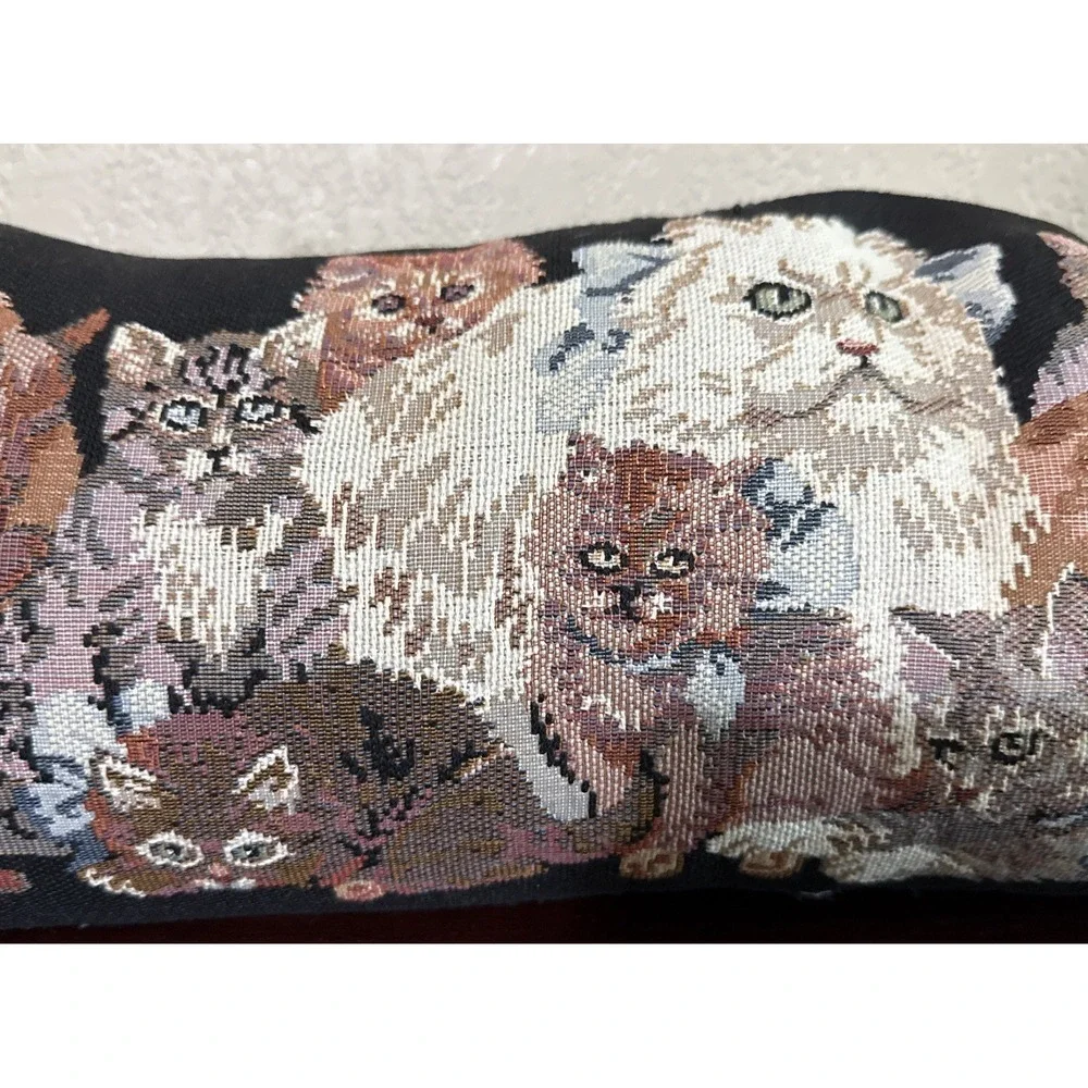 Tapestry Kitty Cats Long Door Draft Dodger Pillow Weighted Black Background